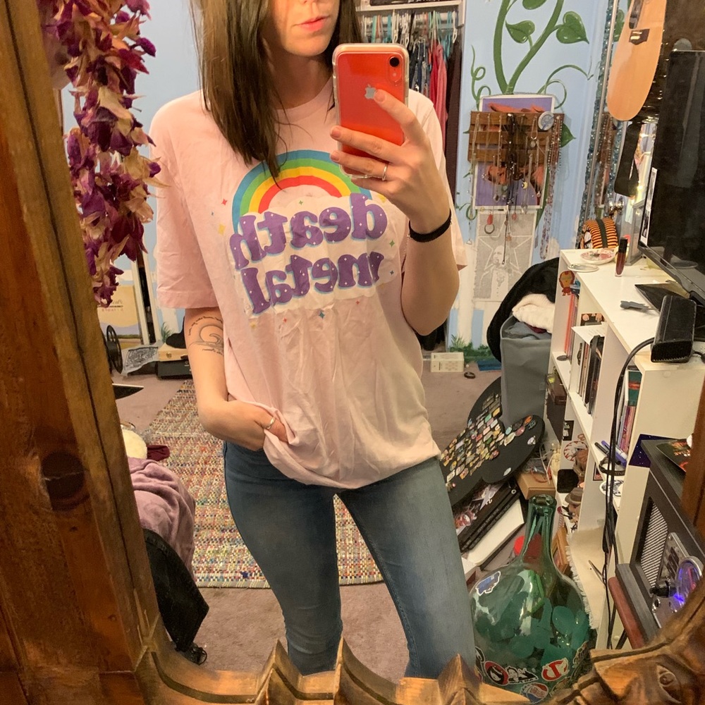 Baby pink Death metal T shirt